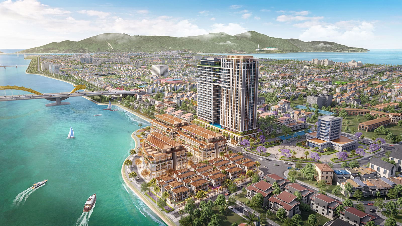 Hình ảnh phối cảnh dự án Sun Ponte Residence Đà Nẵng được phát triển bởi tập đoàn Sun Group.