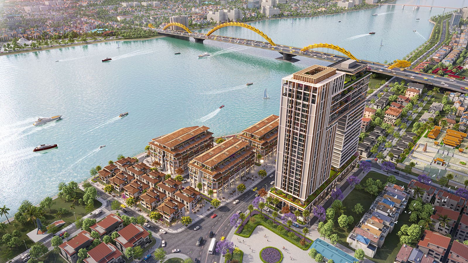 Hình ảnh phối cảnh dự án Sun Ponte Residence Đà Nẵng được phát triển bởi tập đoàn Sun Group.